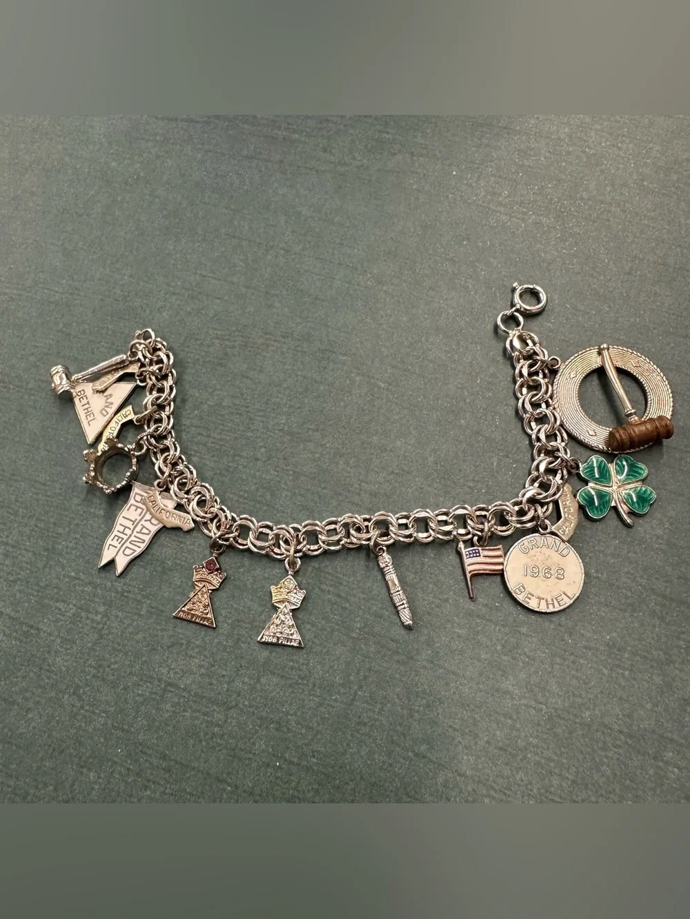 Jobs Daughter VTG 1960s Sterling Silver Charm Bracelet B11 1968